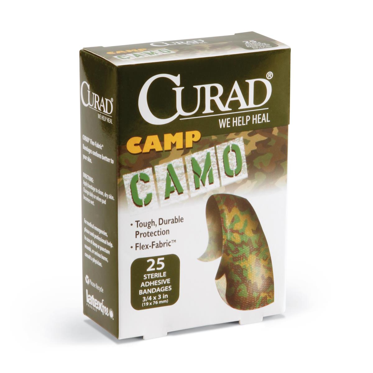 Curad Camo Flex-Fabric Adhesive Bandages - Stretchable Wound Care for Kids (Pink/Blue & Green Camo)