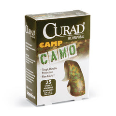Curad Camo Flex-Fabric Adhesive Bandages - Stretchable Wound Care for Kids (Pink/Blue & Green Camo)
