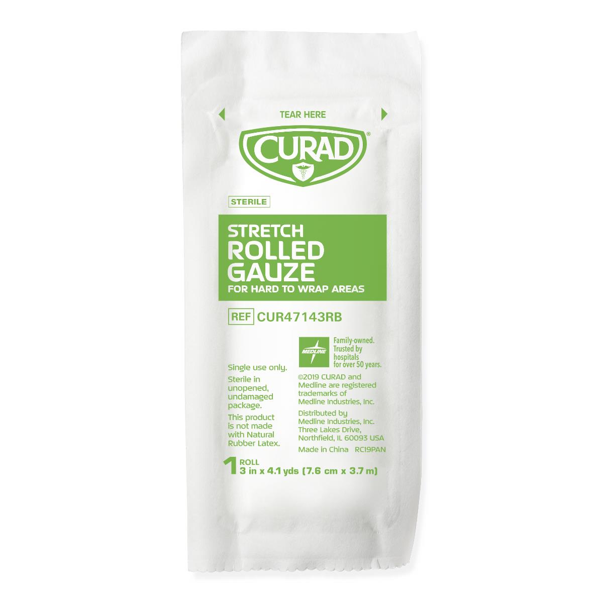 Rolled Gauze Bandage 3" x 4.1 Yards - 100% Cotton, Latex-Free Stretch Weave for Wound Care