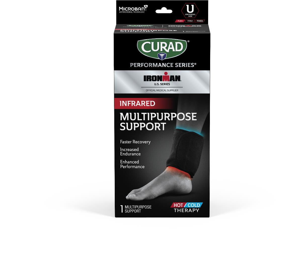 Curad Performance Series Ironman Multipurpose Support with Infrared Technology - Adjustable Compression & Hot/Cold Therapy