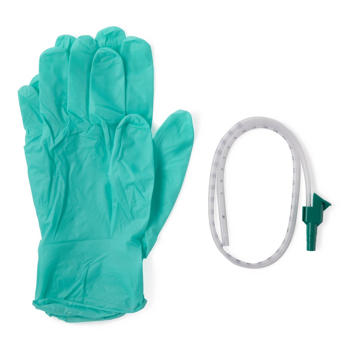 Mini Open Suction Catheter Tray - Sterile Single-Use Kit with Gloves (6-14 Fr)