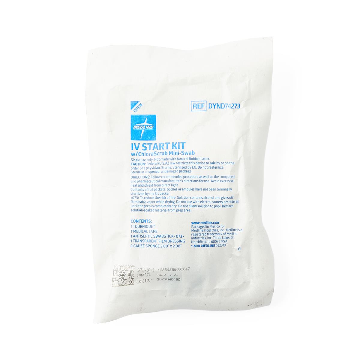 Medline 6-Piece IV Start Kit with Prevantics Mini Swabstick - Case of 100