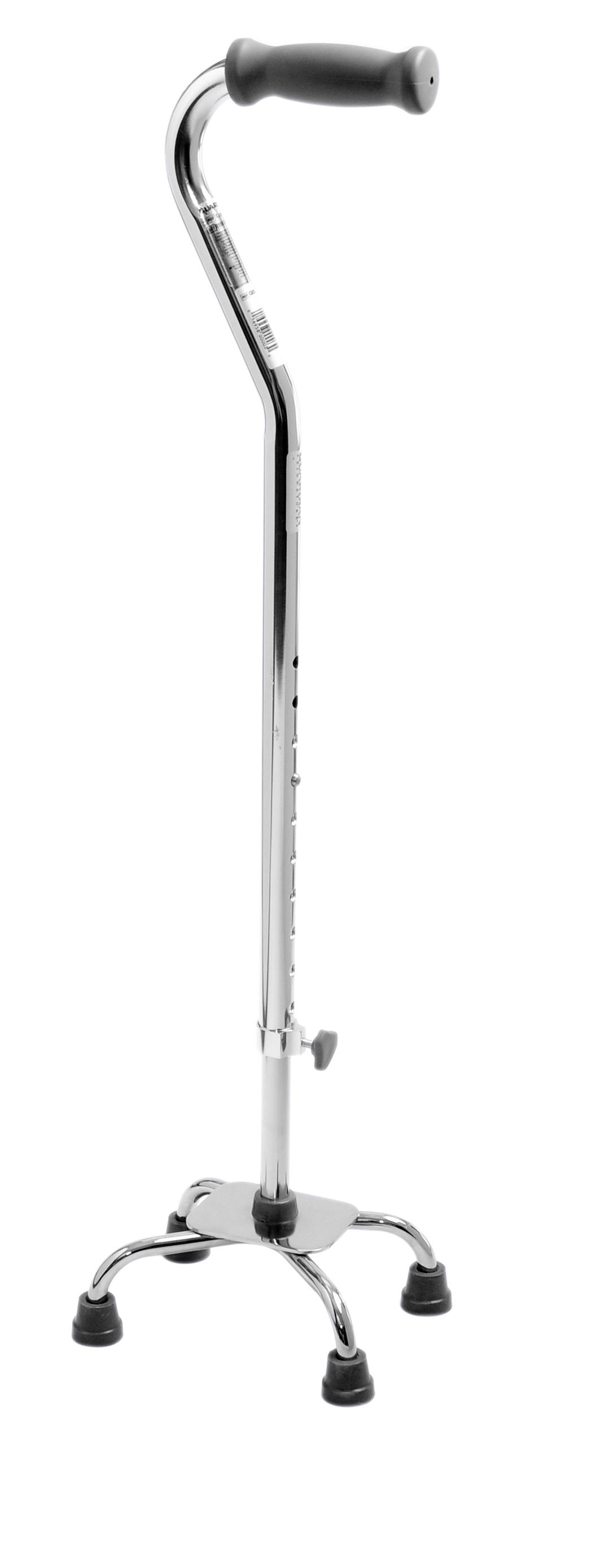 Aluminum Quad Cane with Small Base - Lightweight Mobility Aid with Offset Handle