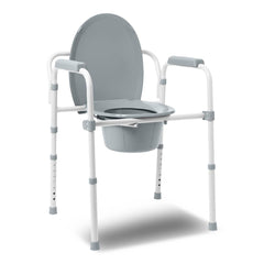Medline Aluminum Bedside Commode - Adjustable Height 3-in-1 Toilet Safety Frame with 350 lbs Capacity