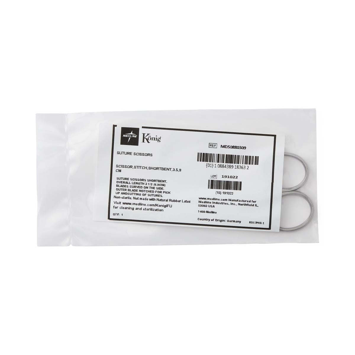 Medline Konig Spencer Suture Scissors - Surgical Grade Stainless Steel Suture Removal Scissors