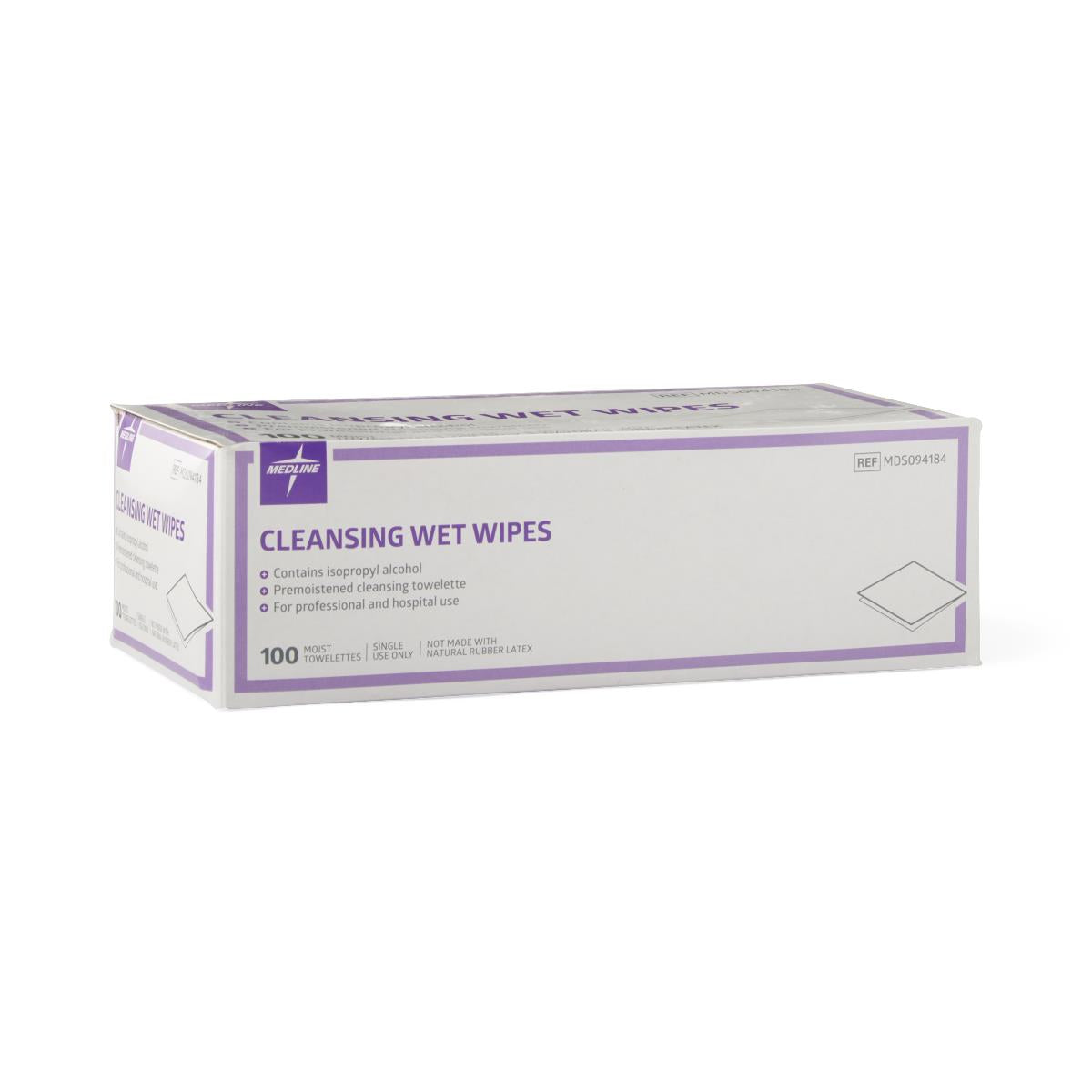 Medline Cleansing Wet Wipes - Alcohol-Based Sanitizing Wipes, 5 x 7 Inch