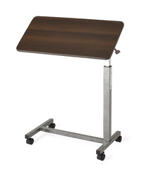 Medline Tilt Top H-Base Overbed Table - Adjustable Height 30-42 Inch Medical Bedside Table