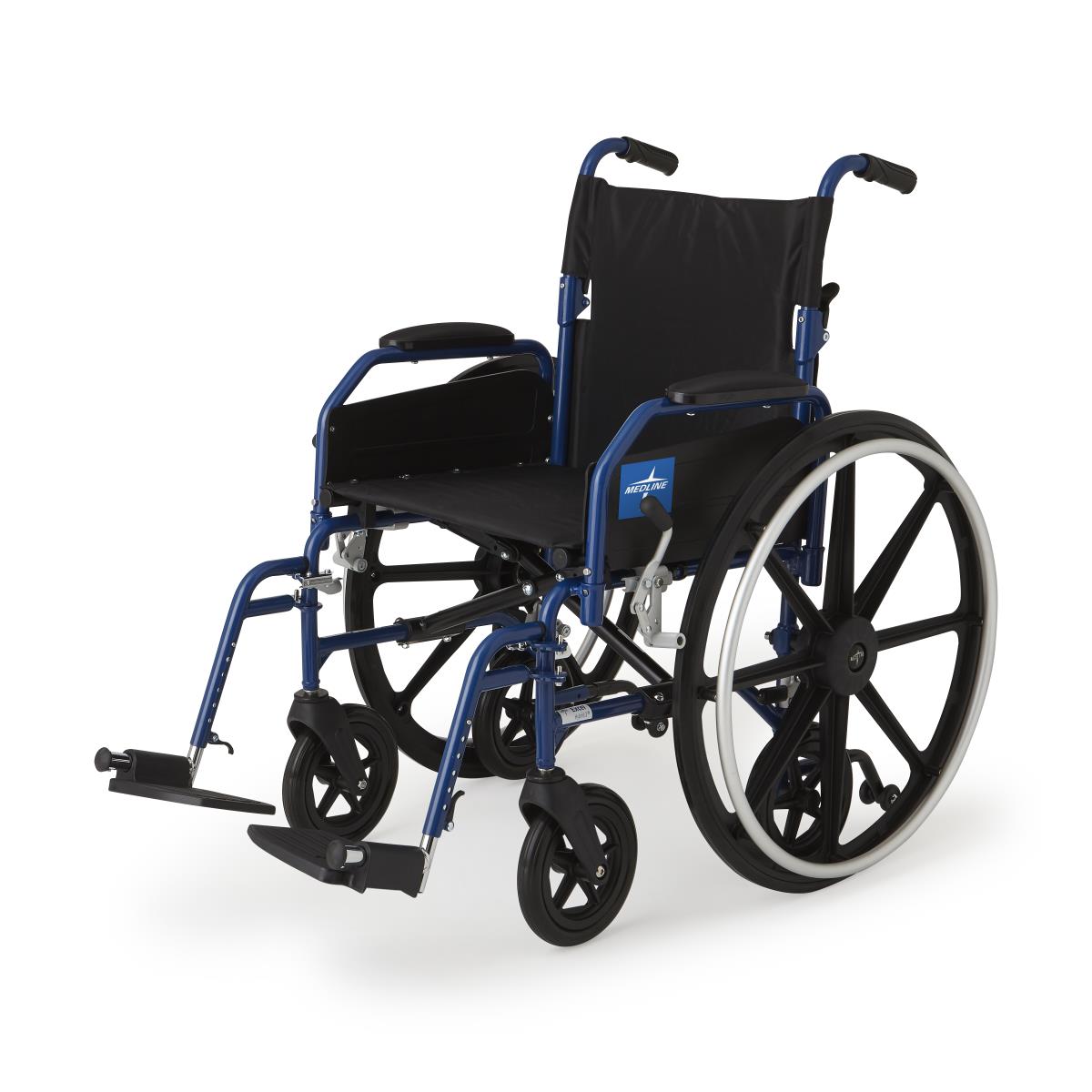 Medline Hybrid 2 Transport Wheelchair - Convertible Mobility Chair with 300 lb Capacity
