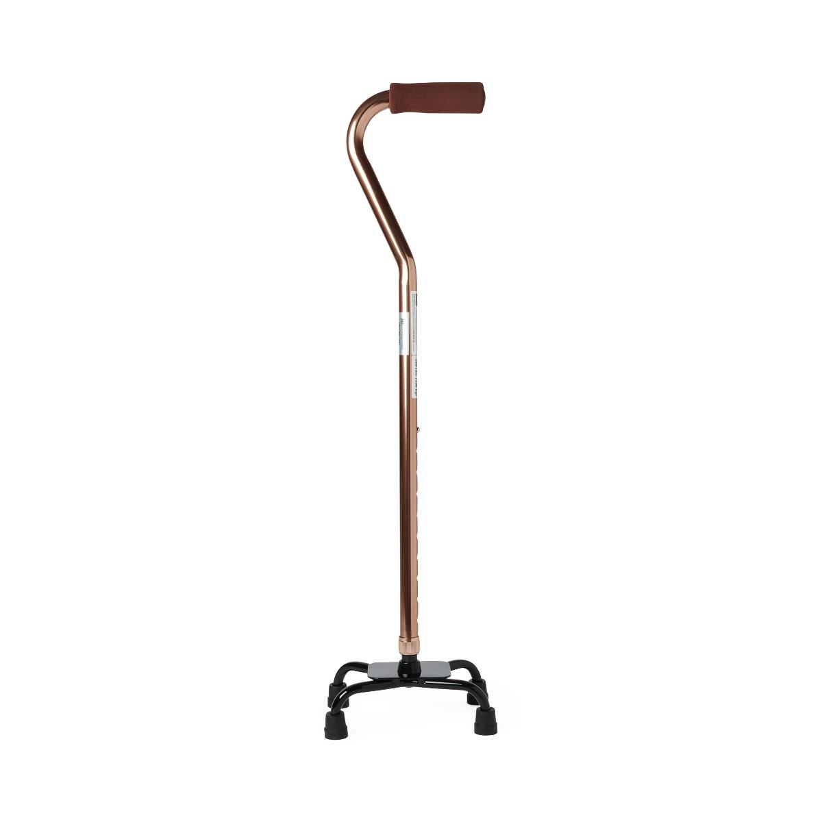 Aluminum Quad Cane with Small Base - Lightweight Mobility Aid with Offset Handle