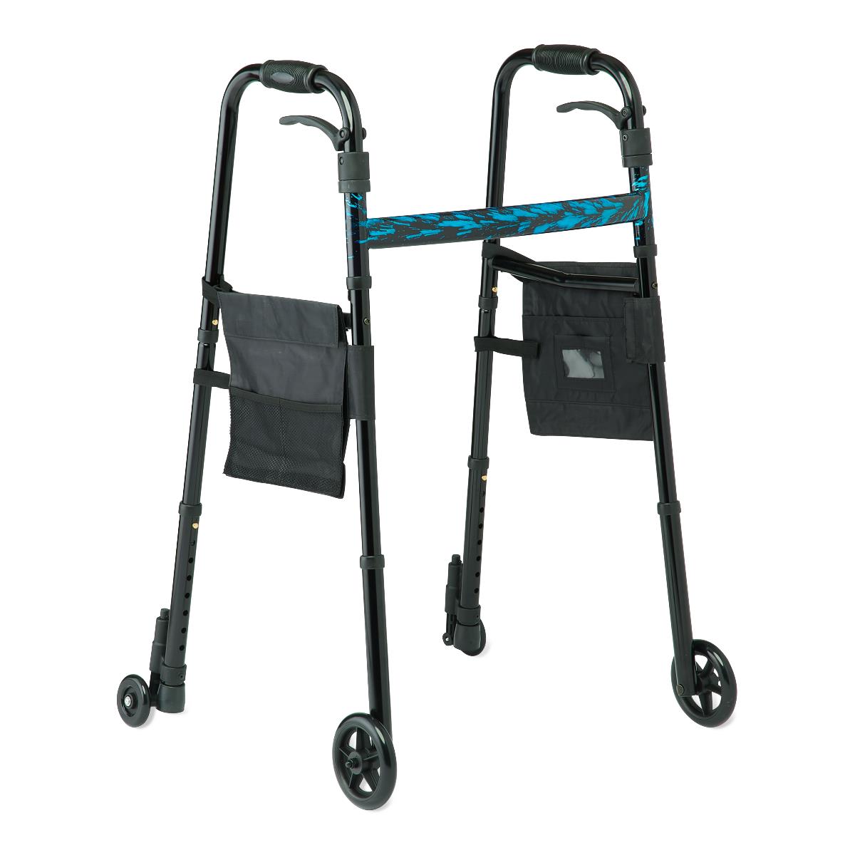 Folding Trigger Walker with 5-Inch Wheels and Travel Bag - 300 lbs Capacity
