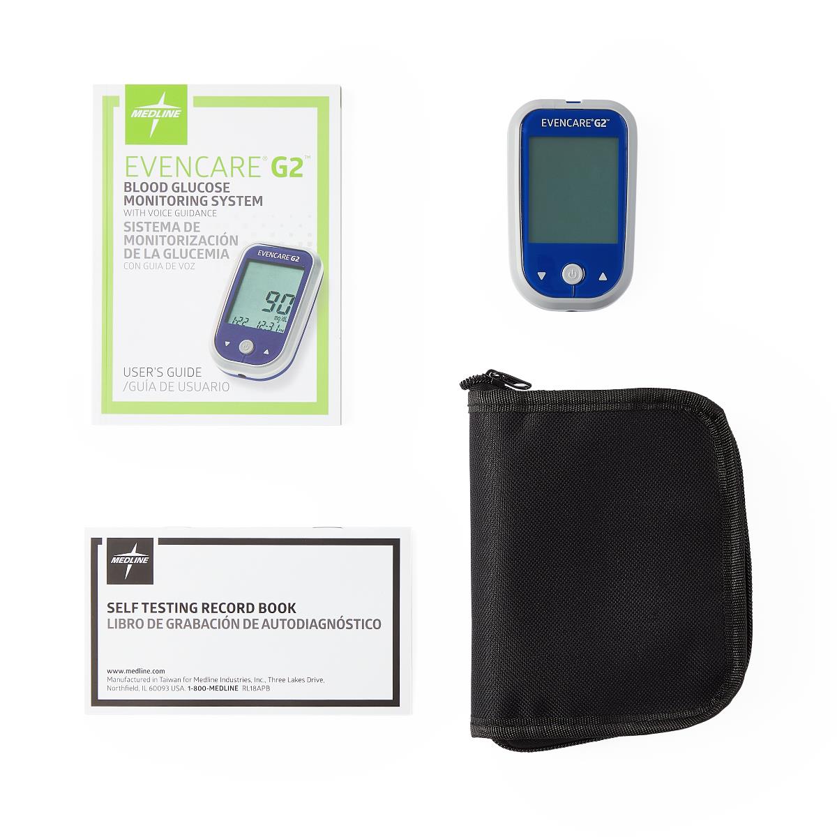 Medline EvenCare G2 Blood Glucose Monitoring System Starter Kit with Bluetooth