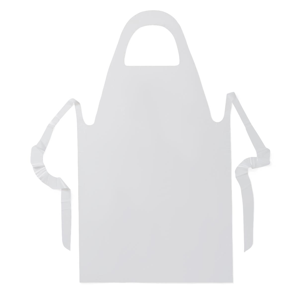 Protective Poly Disposable Apron 24" x 42" White Lightweight Pullover - Box of 100