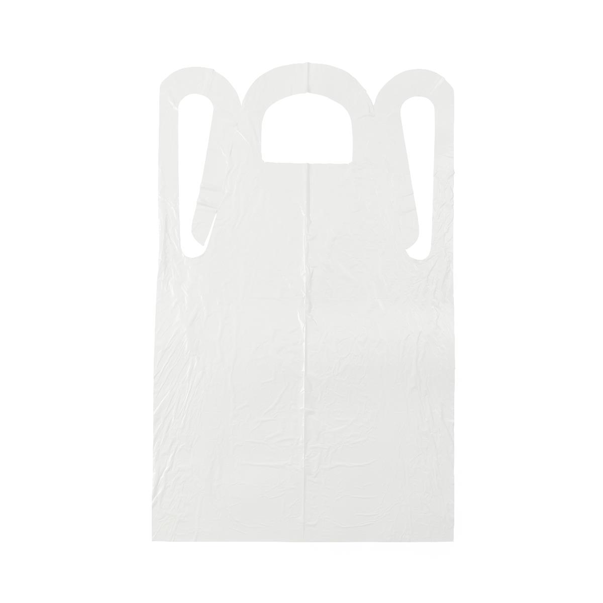 Medline Protective Poly Disposable Apron 28" x 46" White - Latex-Free Medium Weight Pullover