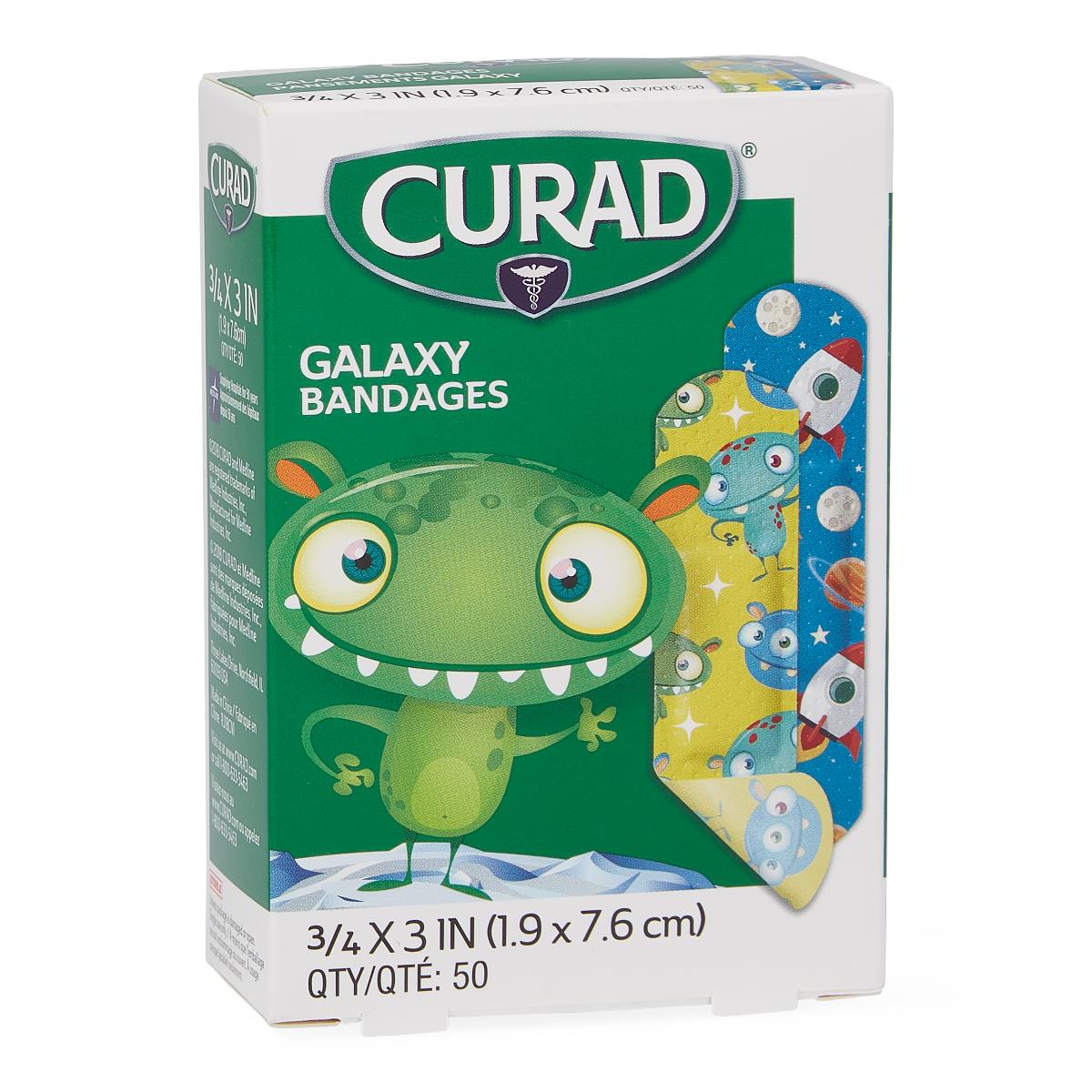 Curad Galaxy Adhesive Bandages - Fun Space-Themed Bandages for Kids & Adults (0.75 x 3 Inch)