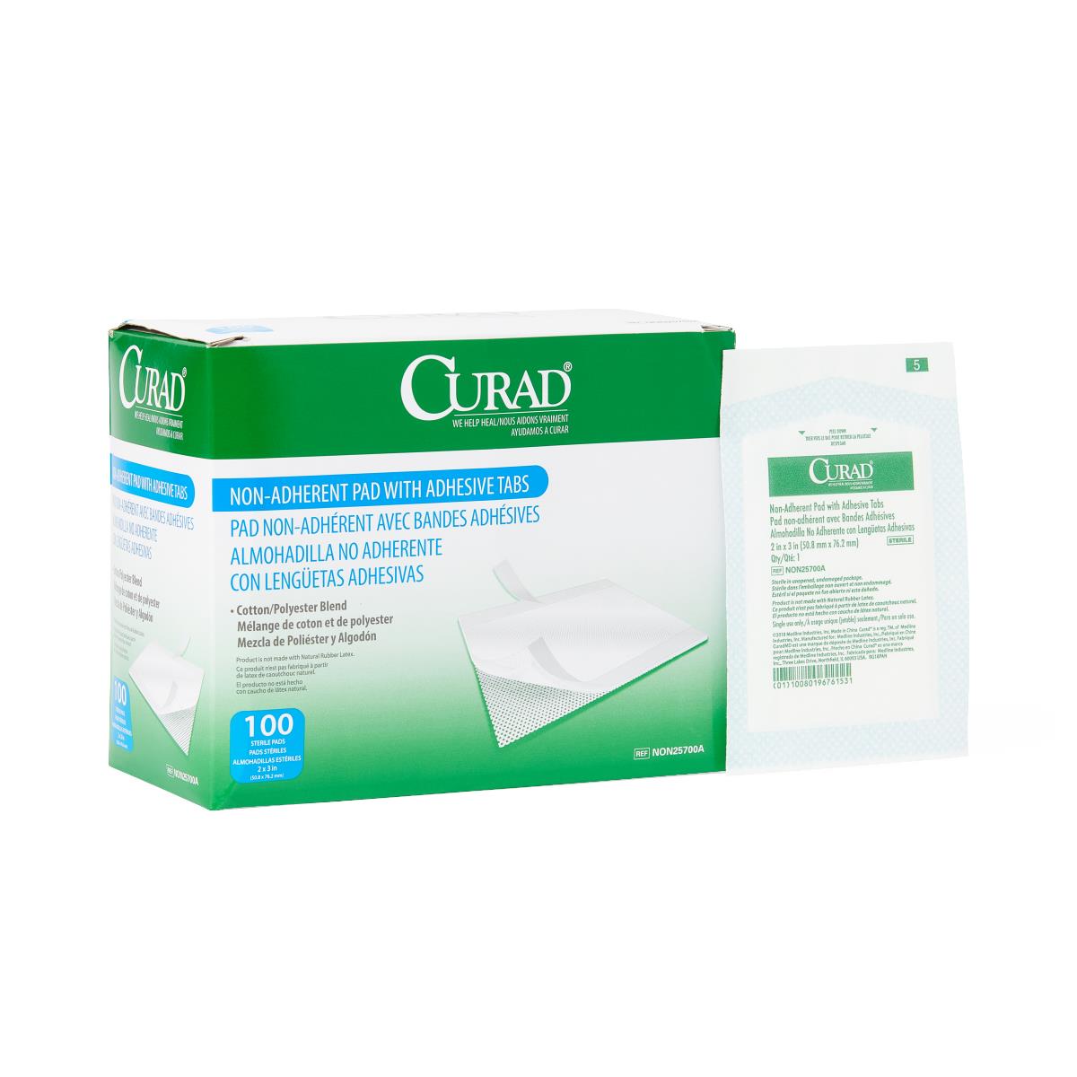 Medline Curad Sterile Nonadherent Pads - Absorbent Wound Care Dressing with Perforated Film