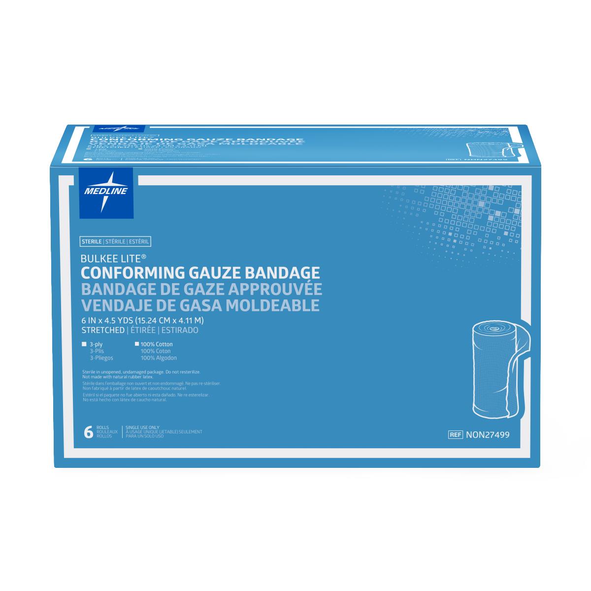 Bulkee Lite Sterile Cotton Conforming Bandages - Ultra-Soft 3-Ply Medical Wrap
