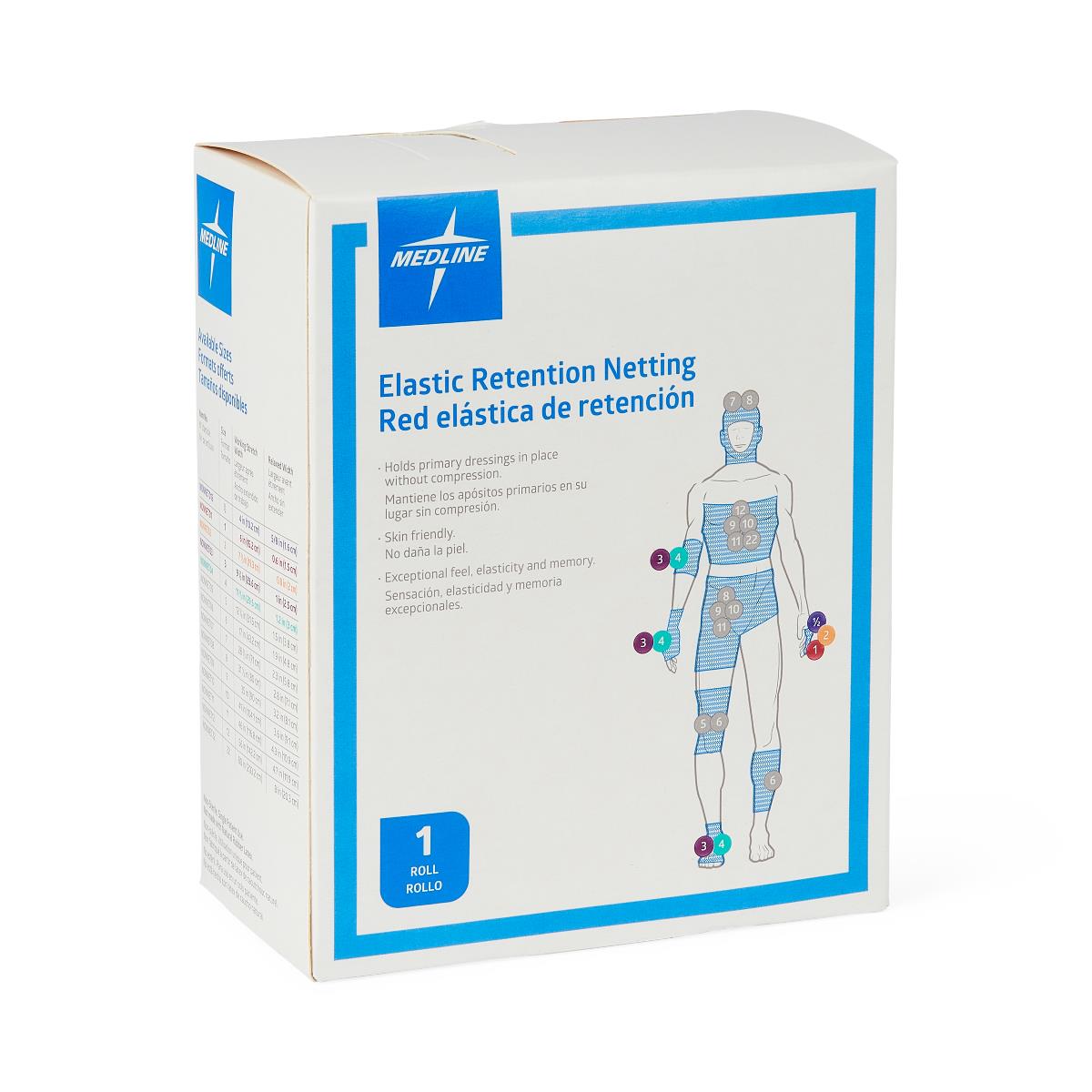 Medline Curad Stretch Tubular Retainer Elastic Net Dressing - Medical Grade Wound Care Bandage Holder (25 Yard Roll)