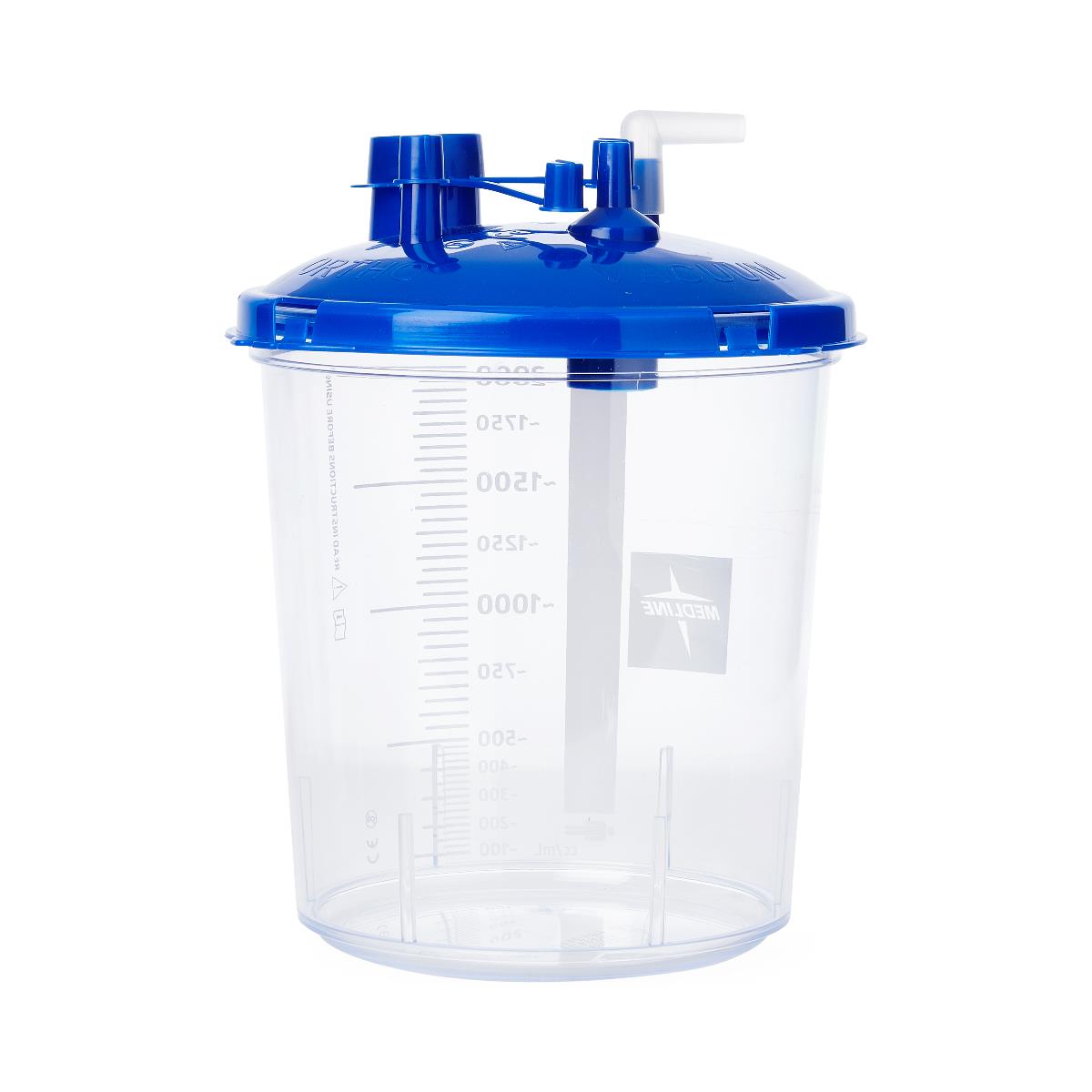 Rigid Suction Canisters 1200cc - Disposable Medical Suction Canister with Locking Lid & Hydrophobic Shutoff Valve