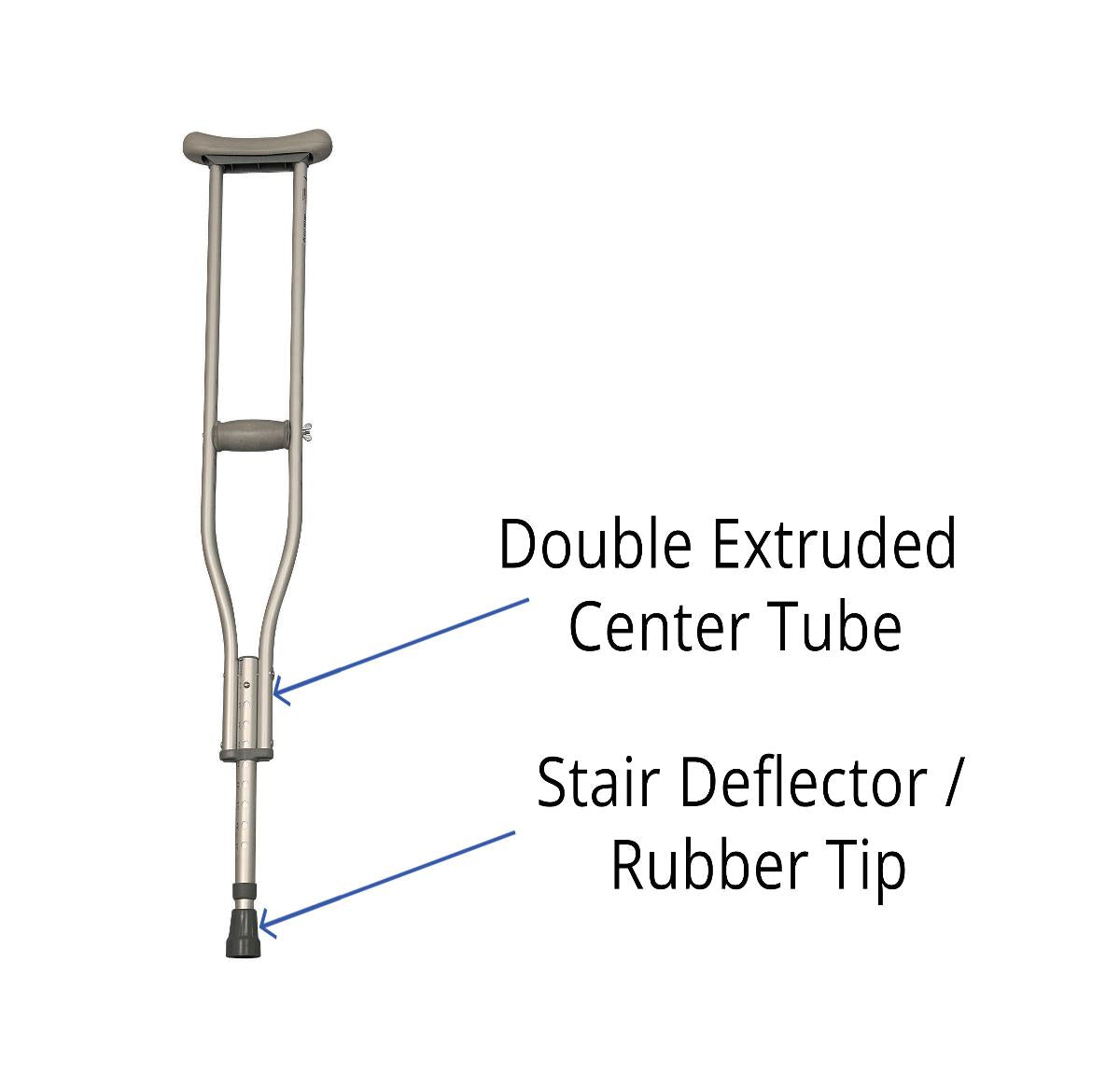 Premium Aluminum Crutches - Adjustable Height, Double-Extruded Strength | Youth, Adult & Tall Sizes