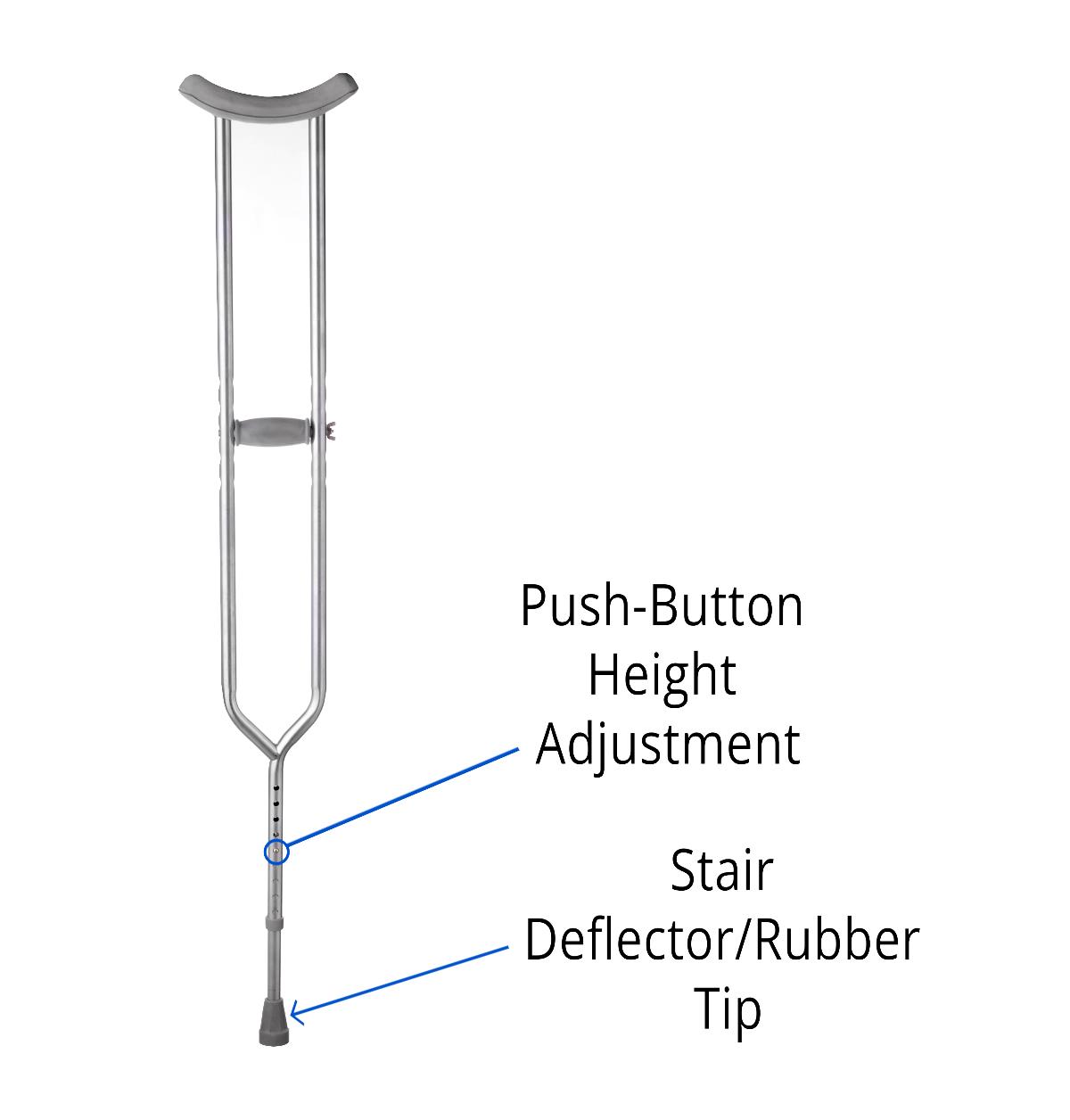 Bariatric Steel Push-Button Crutch - Heavy Duty Support up to 550 lbs