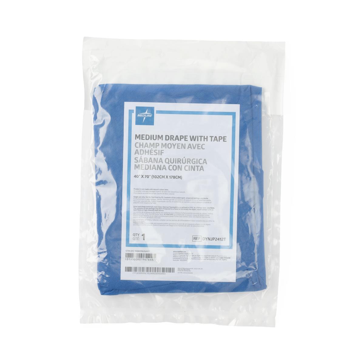 Professional Sterile Medium Drape with Adhesive Tape - 40 x 70 Inch Surgical Drape (Case of 50)