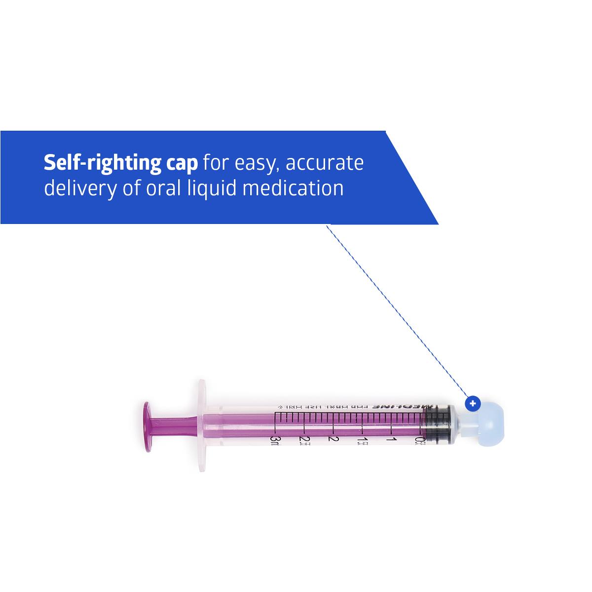 Medline Sterile Clear Oral Syringes - Accurate Liquid Medication Delivery with Self-Righting Cap