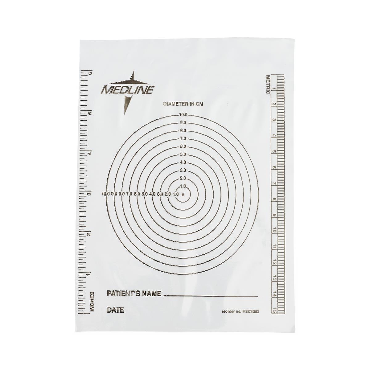 Bullseye Plastic Wound Measurement Ruler - Disposable Transparent Guide with Metric & Imperial Scales