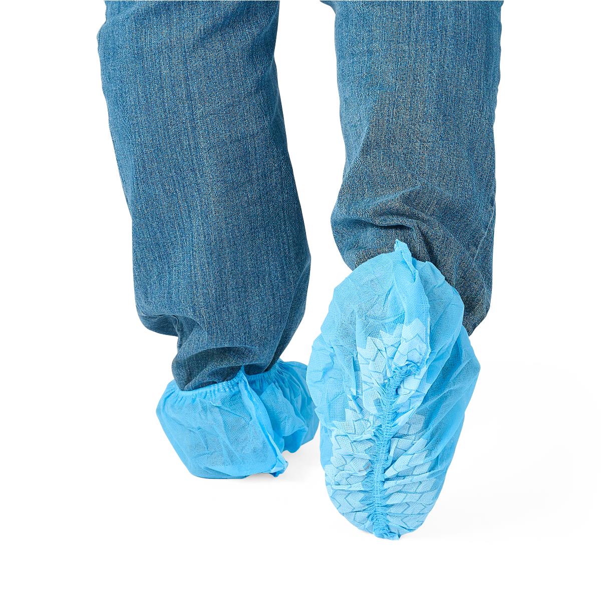Non-Skid Shoe Covers Blue Regular - Spunbond Disposable Booties, Box of 100