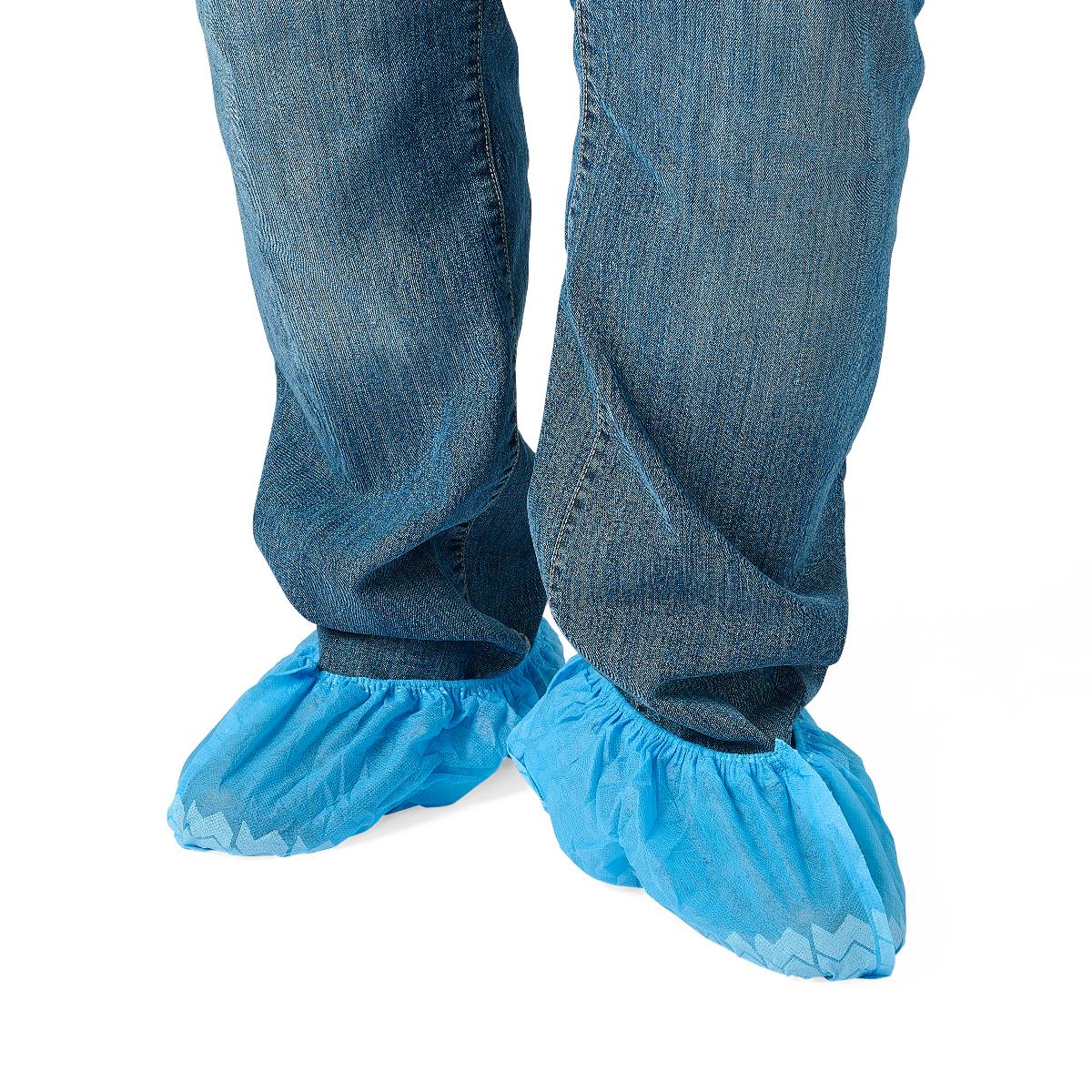 Non-Skid Shoe Covers Blue Regular - Spunbond Disposable Booties, Box of 100