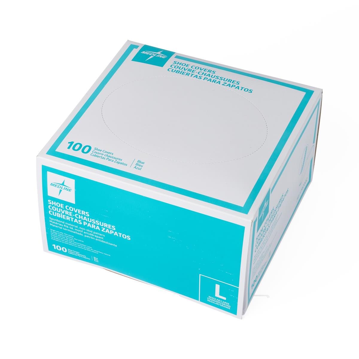 Non-Skid Shoe Covers Blue Regular - Spunbond Disposable Booties, Box of 100