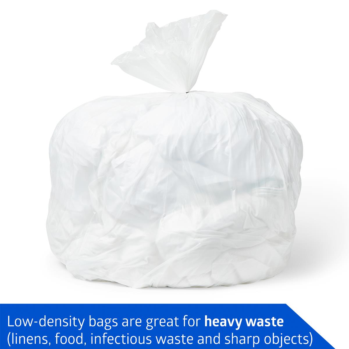 Premium White Low-Density Trash Can Liners - Heavy Duty Waste Bags | Multiple Sizes Available
