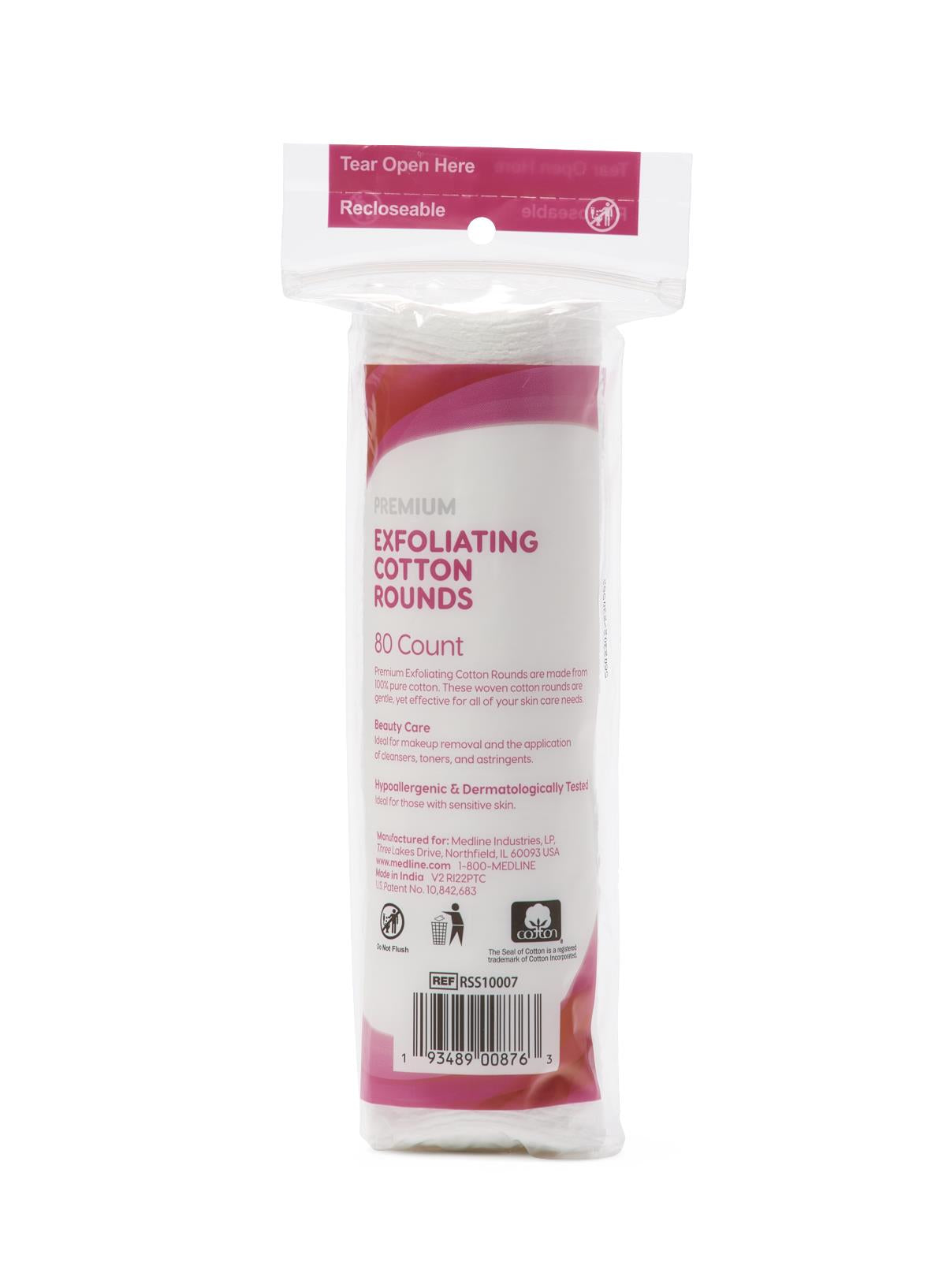 Exfoliating Cotton Rounds 2.25" Dual-Sided - 100% Pure Cotton Pads, Case of 1920