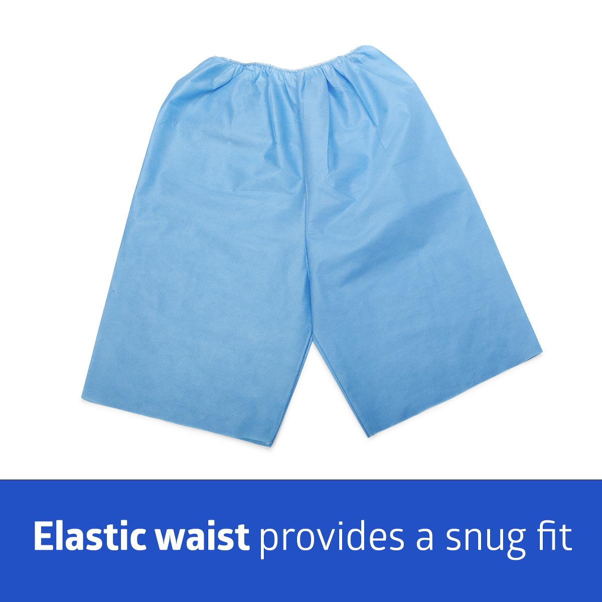 Blue Multilayer Disposable Exam Shorts with Elastic Waist - Medical Grade SMS Material