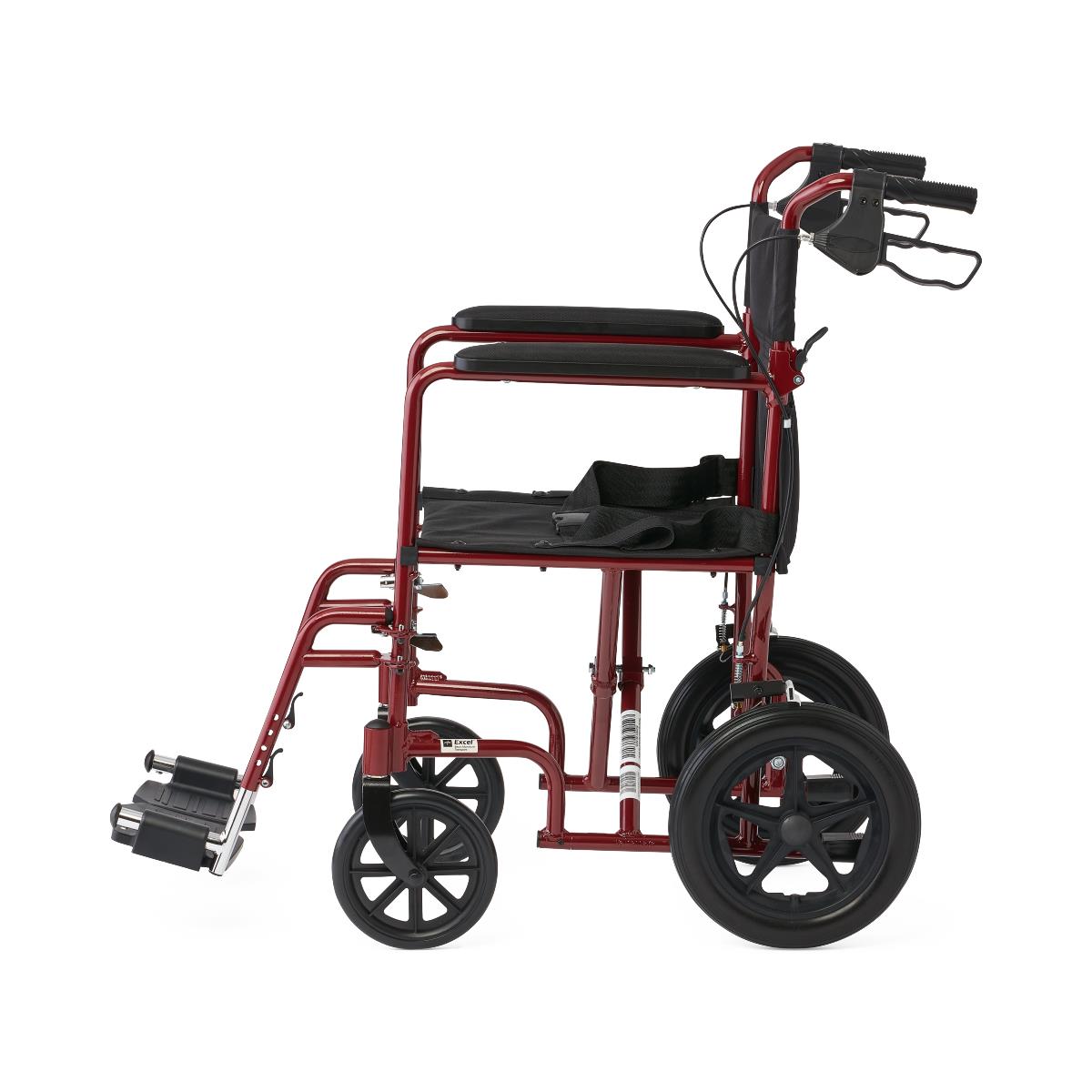 Premium Lightweight Aluminum Transport Wheelchair - 300 lbs Capacity with Padded Arms & Safety Belt