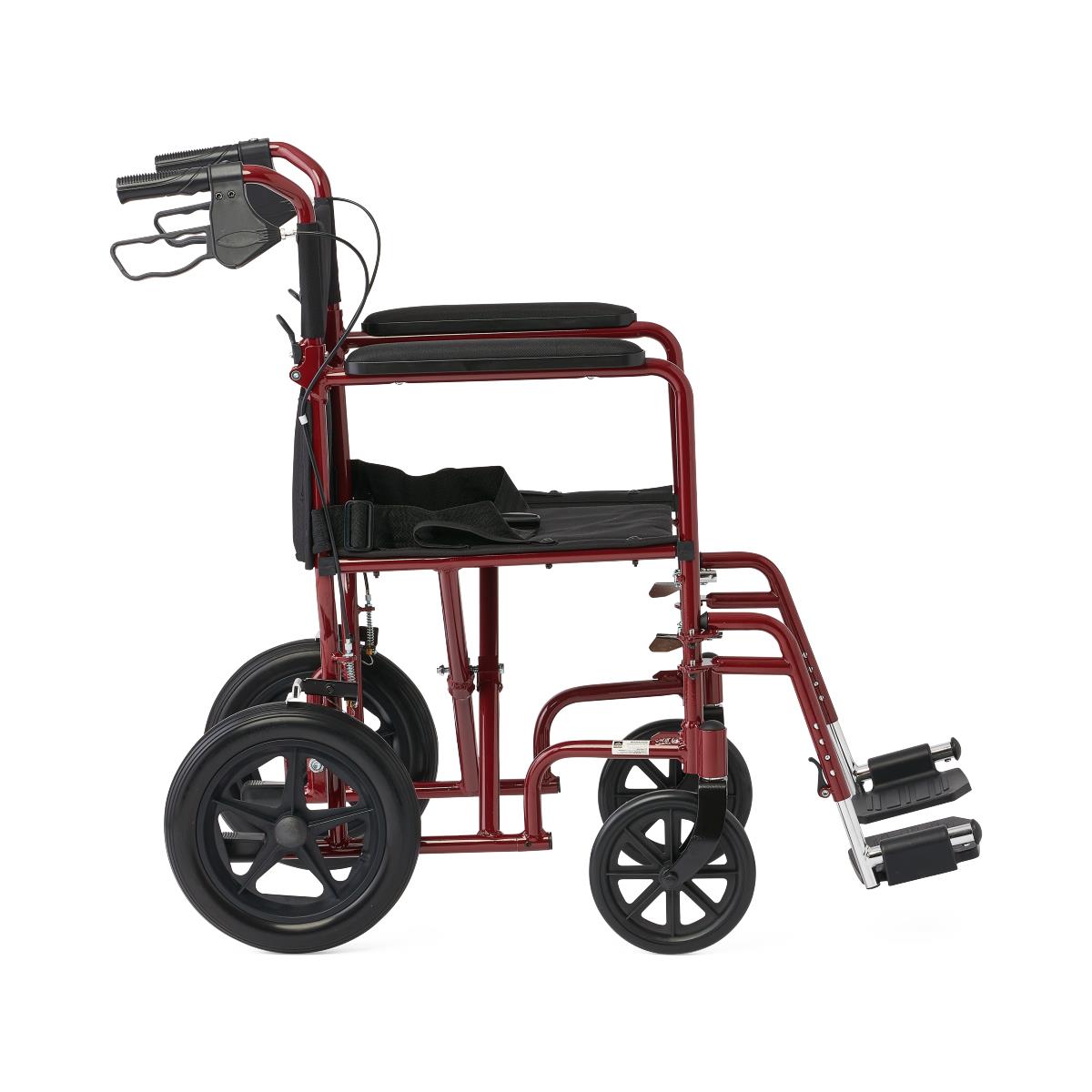 Premium Lightweight Aluminum Transport Wheelchair - 300 lbs Capacity with Padded Arms & Safety Belt