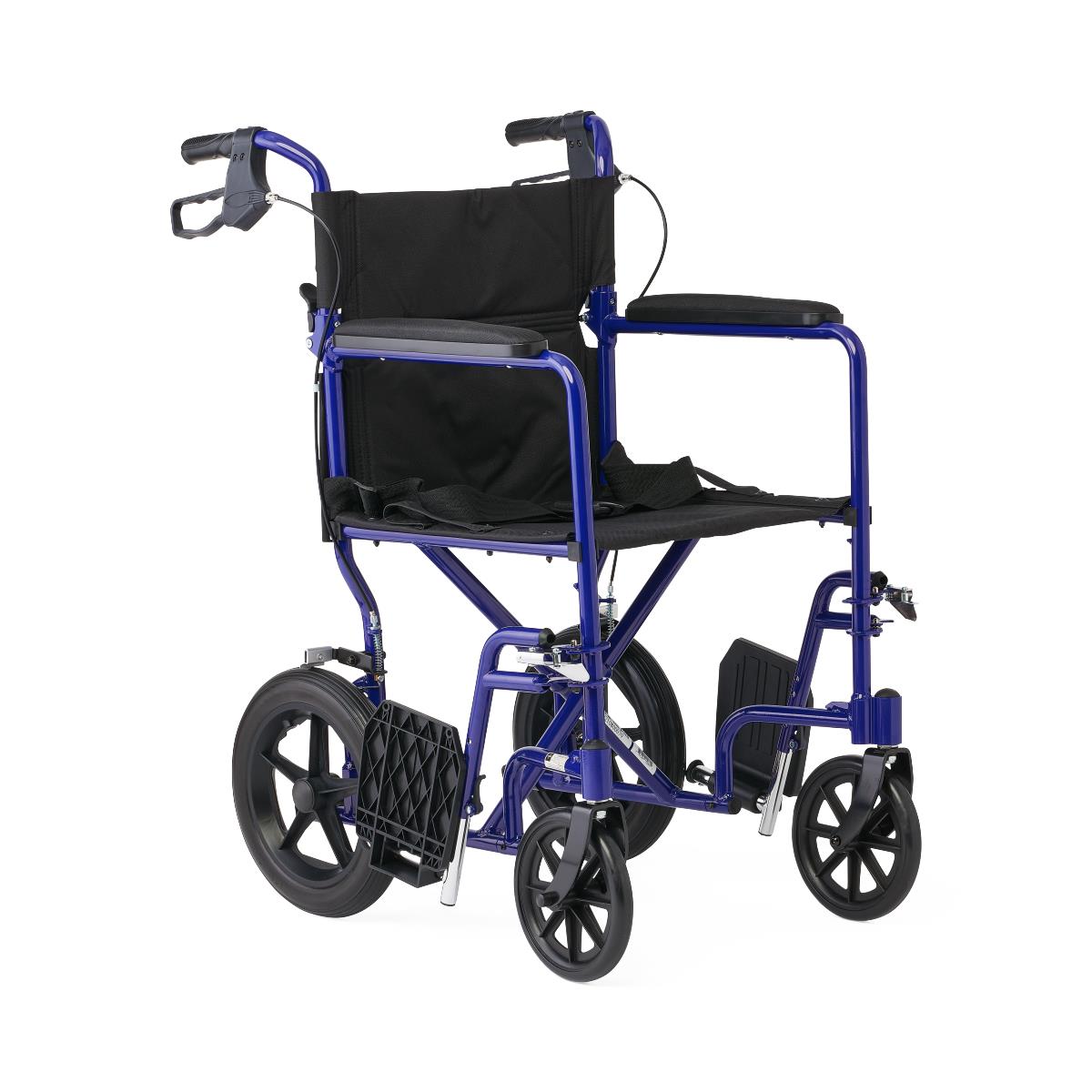 Premium Lightweight Aluminum Transport Wheelchair - 300 lbs Capacity with Padded Arms & Safety Belt