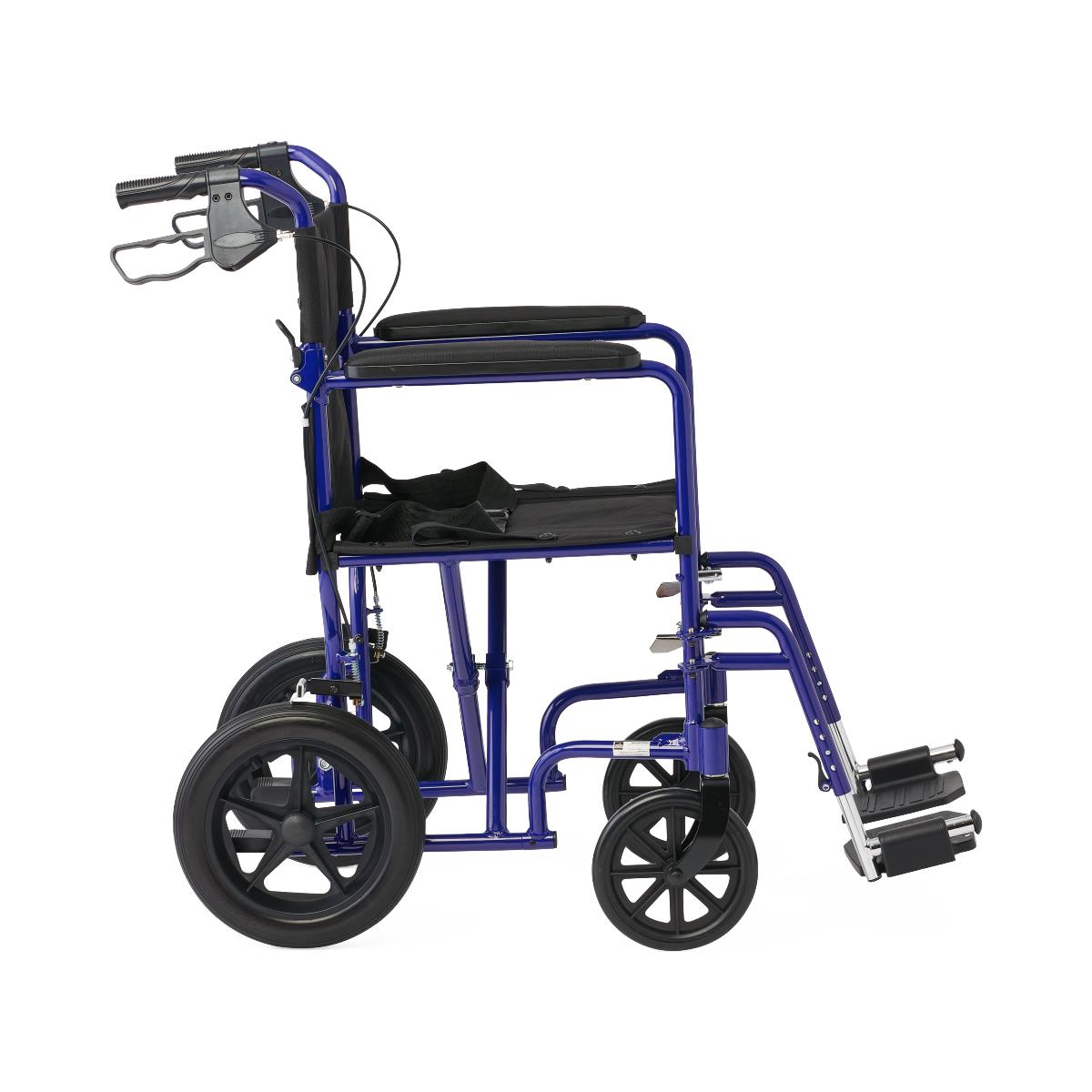 Premium Lightweight Aluminum Transport Wheelchair - 300 lbs Capacity with Padded Arms & Safety Belt