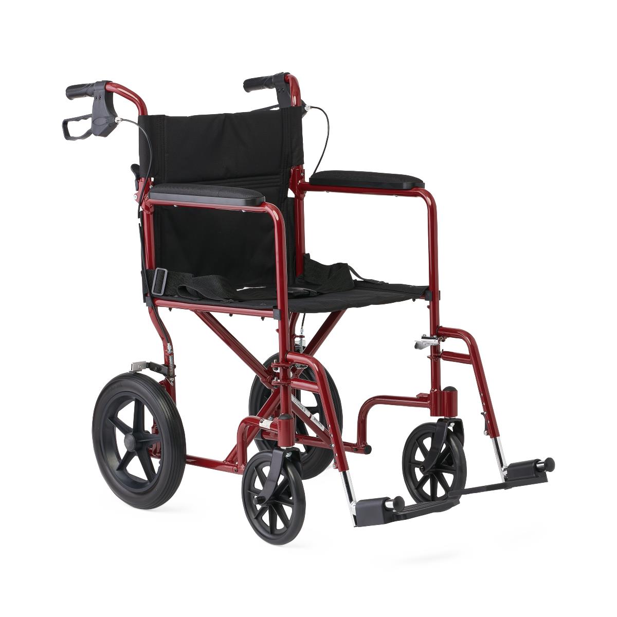 Premium Lightweight Aluminum Transport Wheelchair - 300 lbs Capacity with Padded Arms & Safety Belt
