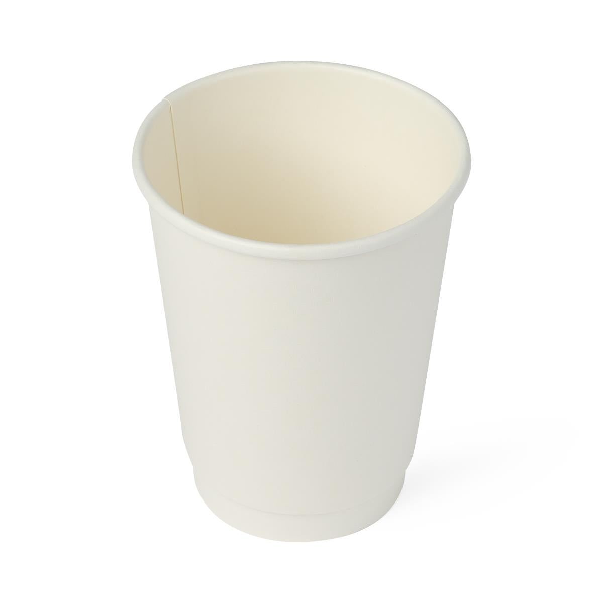 Double-Wall Insulated Hot Paper Cups - 8 oz Disposable Coffee Cups (White)