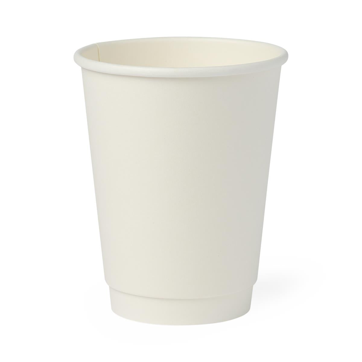 Double-Wall Insulated Hot Paper Cups - 8 oz Disposable Coffee Cups (White)