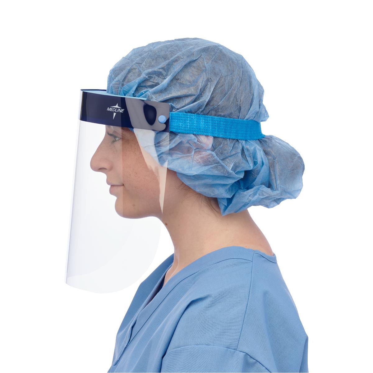 Medline Disposable Face Shield with Foam Top and Elastic Band, 3/4 Length, 6.5 Inch