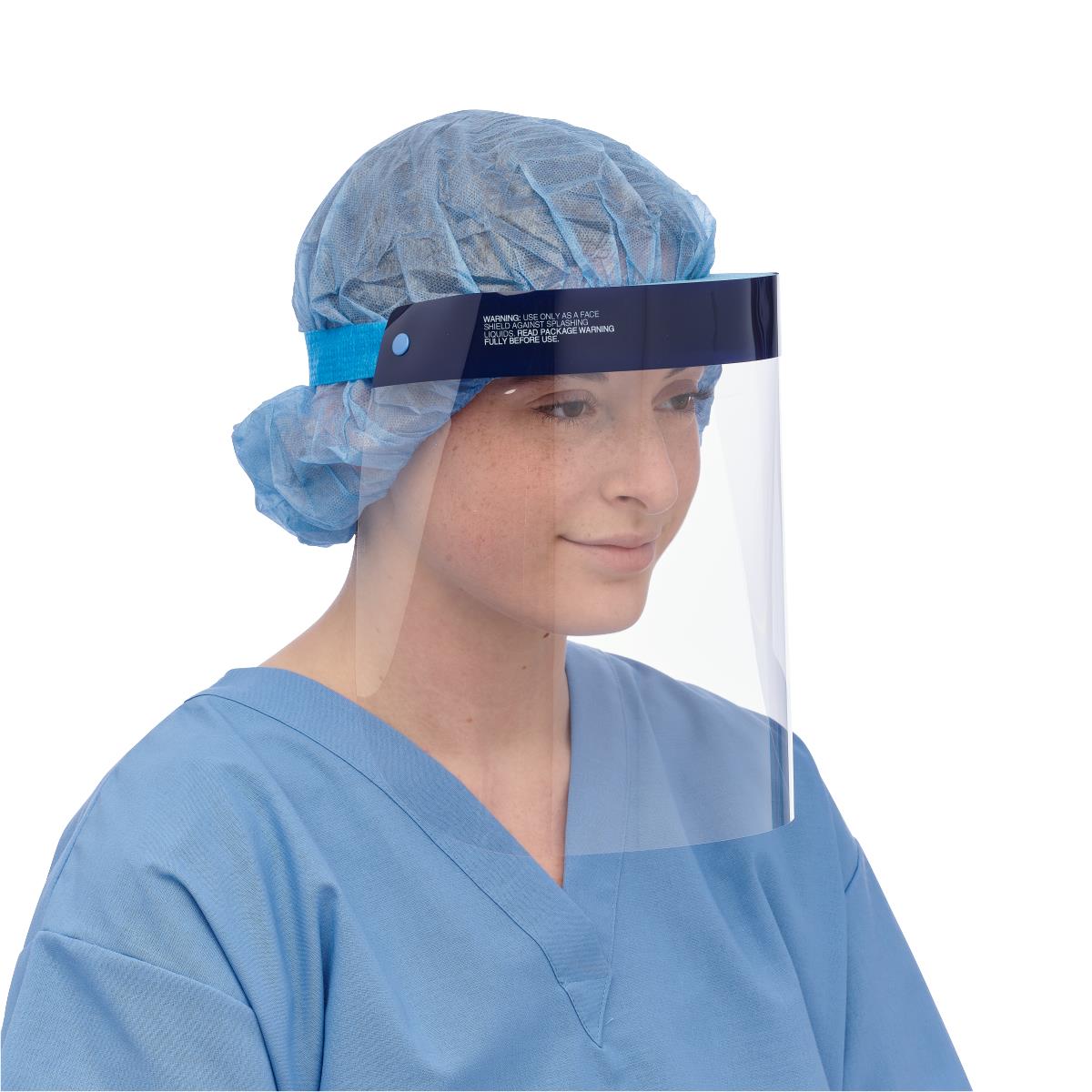 Medline Disposable Face Shield with Foam Top and Elastic Band, 3/4 Length, 6.5 Inch