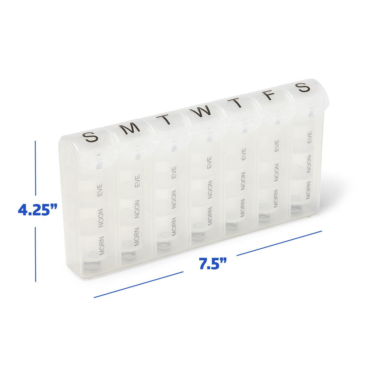 Medline 7-Day Weekly Pill Organizer Minder - 4 Times Daily Medication Reminder Box