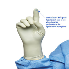 DermAssure Green Surgical Gloves - Polychloroprene Latex-Free with Anti-Roll Cuff Technology