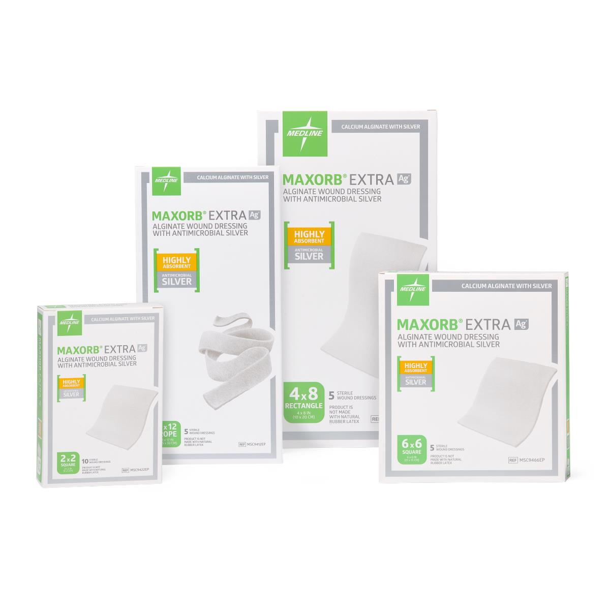 Maxorb Extra Ag+ Silver Alginate CMC Wound Dressing - Antimicrobial High Absorbency Pad