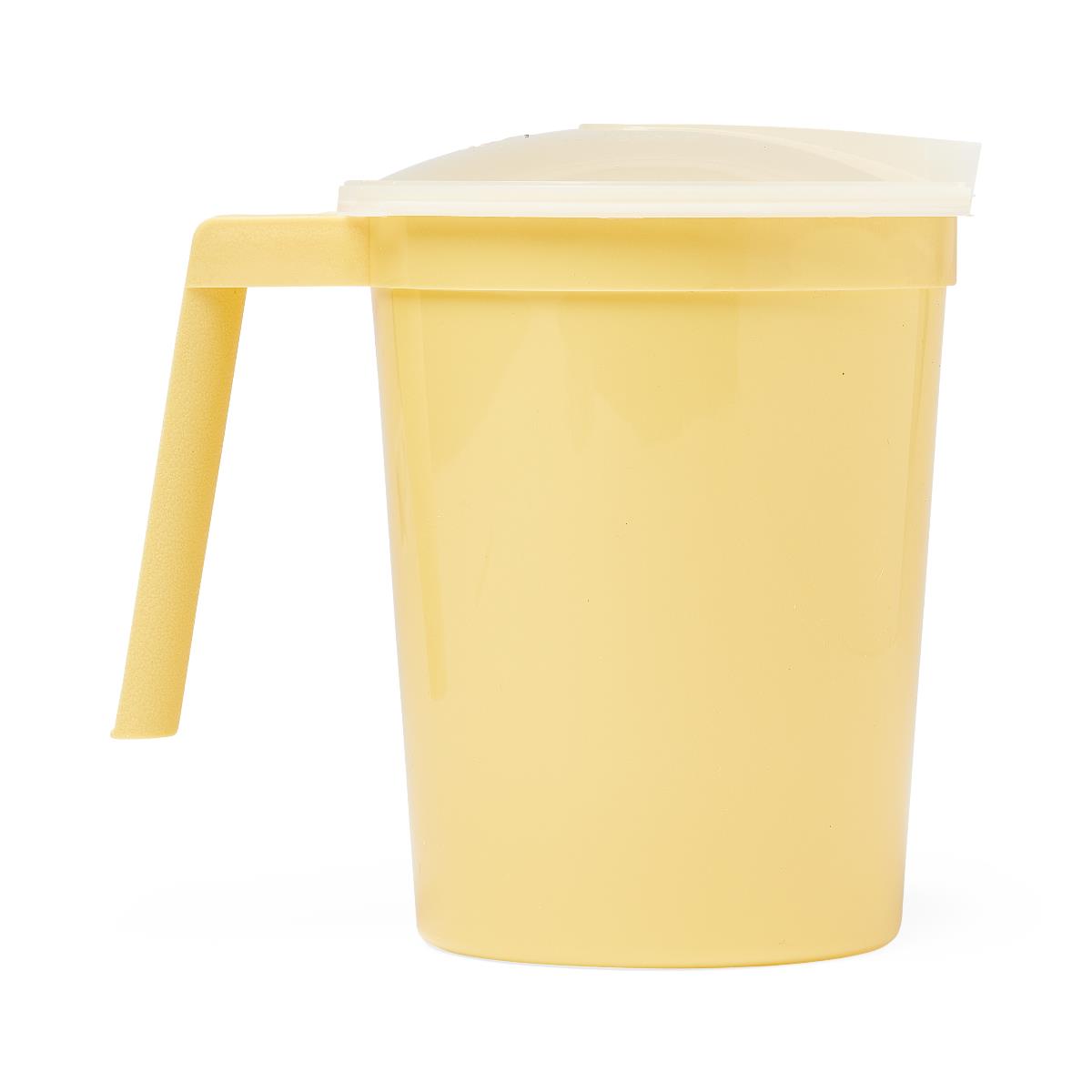 Medline Noninsulated Plastic Pitcher with Handle and Lid - 33.8 oz Beverage Server for Healthcare