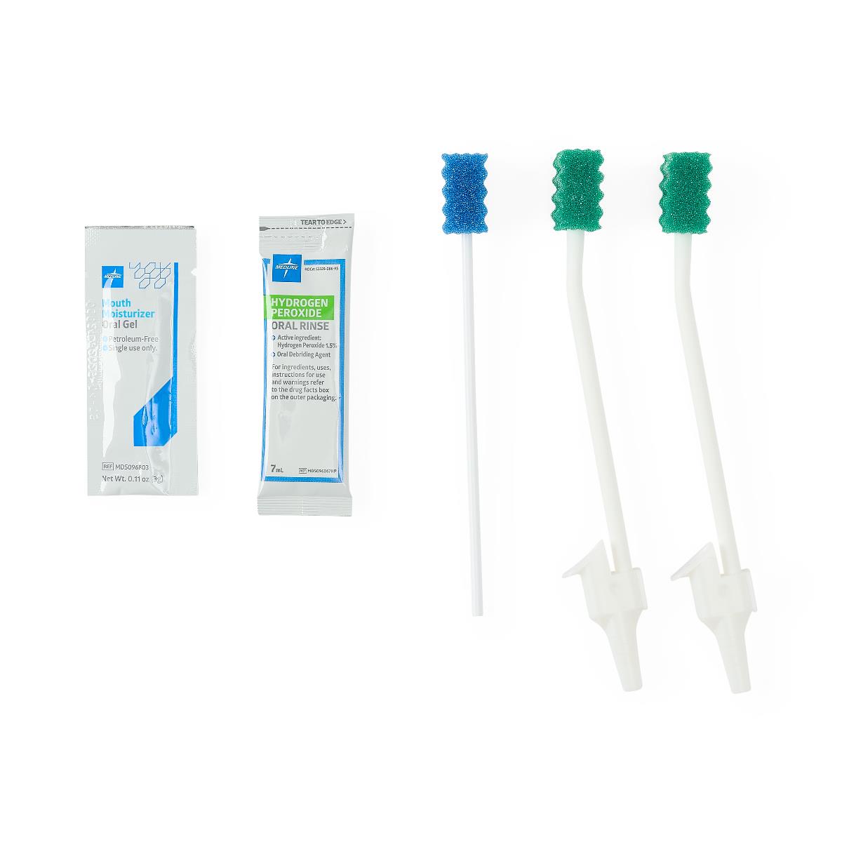 Medline Standard Suction Swab Kit with Hydrogen Peroxide - Soft Foam Oral Care for Home & Medical Use