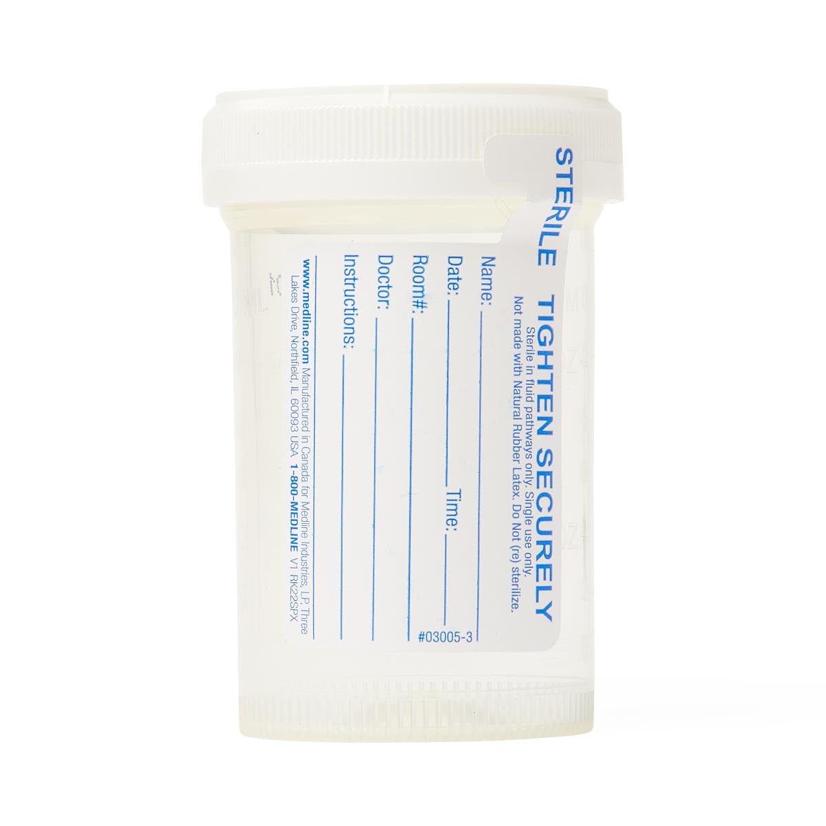 Medline Sterile Specimen Container for Pneumatic Tube Systems - 4 oz (120 mL) with Screw Cap
