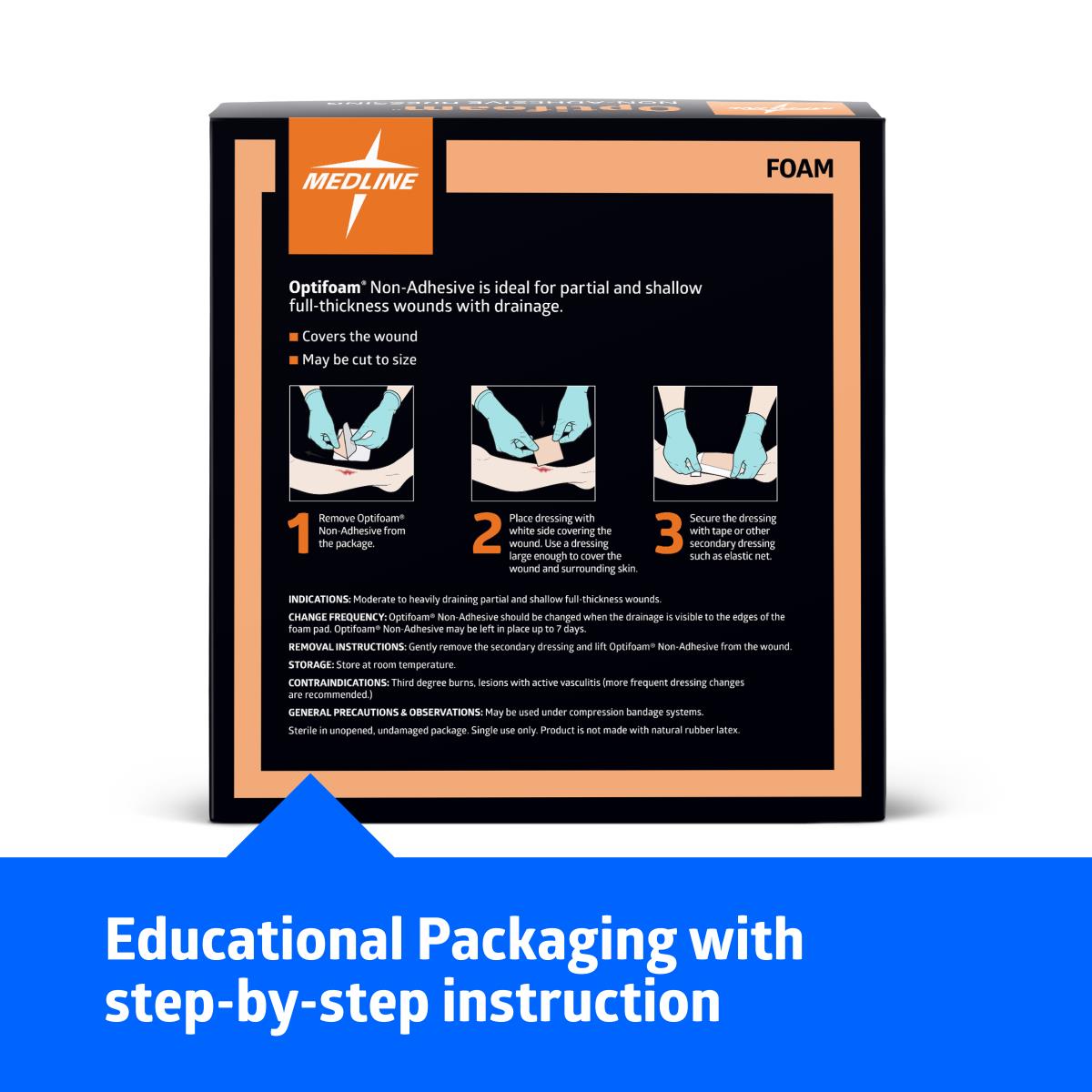 Optifoam Non-Adhesive Foam Dressing - Sterile Wound Care for Moderate to High Exudate