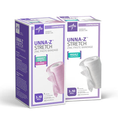Medline Unna-Z Stretch Zinc Oxide Compression Bandages - Medical Grade Wound Care & Edema Support (3" & 4" x 10 Yards)